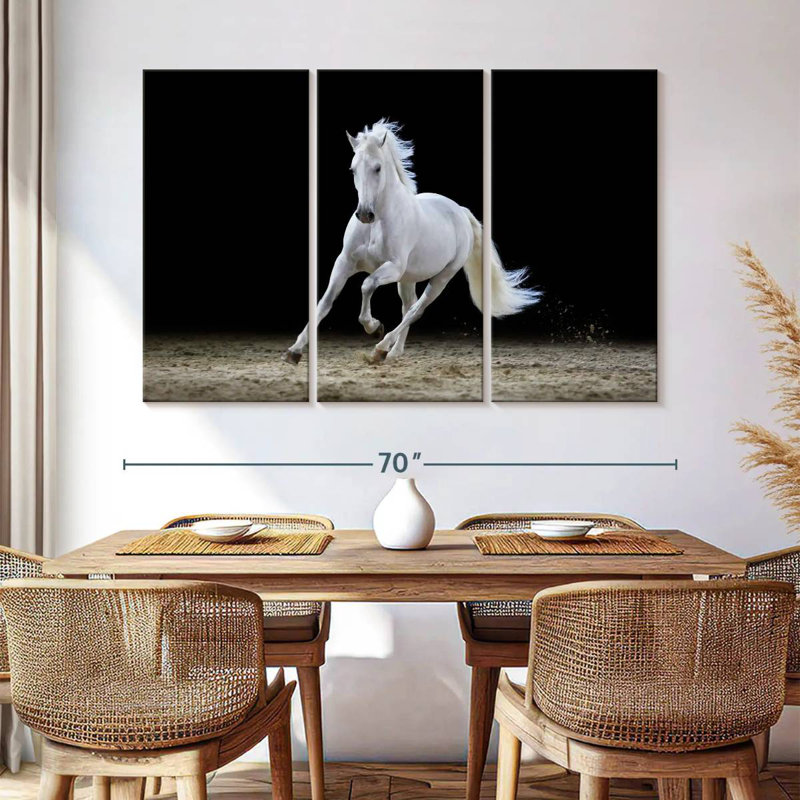Brampt Galloping White Stallion, 42" H x 65" W