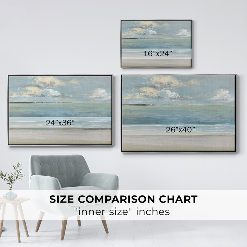 Across The Sound, reproduction d'art sur toile, H 27 po x l 41 po x P 2 po, Argent