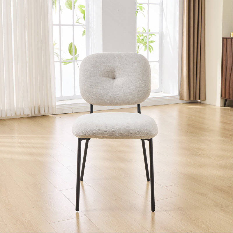 Ensemble de 2 chaises d'appoint modernes et rembourrées avec pieds en métal Modern, Blanc, Noir