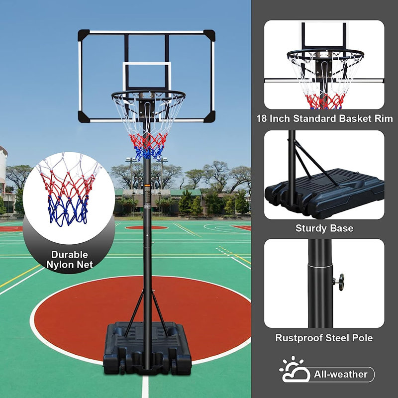Panier de basketball portatif en acier à hauteur ajustable 36 po
