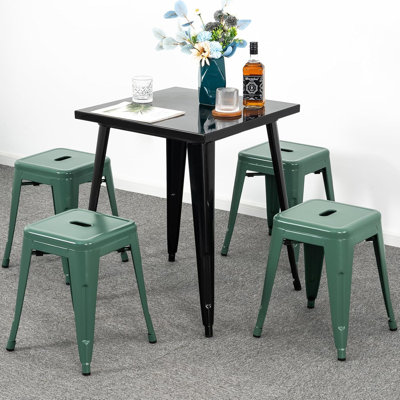 Juddson Counter Stool Set Of 4,18" Industrial Stackable Metal Bar Stools, Backless Metal Dining Chairs For Indoor Outdoor Kitchen Classroom