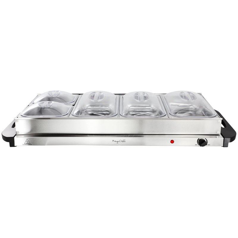  Buffet et chauffe-plats avec 5 plateaux modulaires amovibles, plateau chauffant chauffant et cadre de plateau amovible