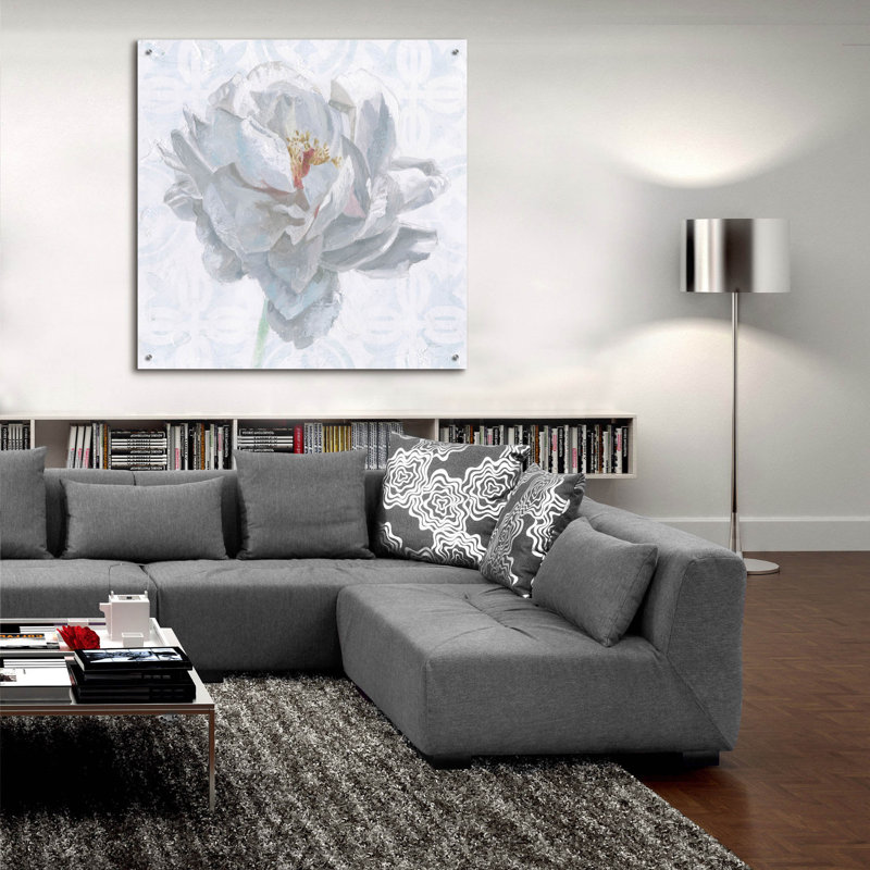 Art mural en verre Sublime Peony 1 'par Wellington Studio, H 36 po x l 36 po x P 0,2 po