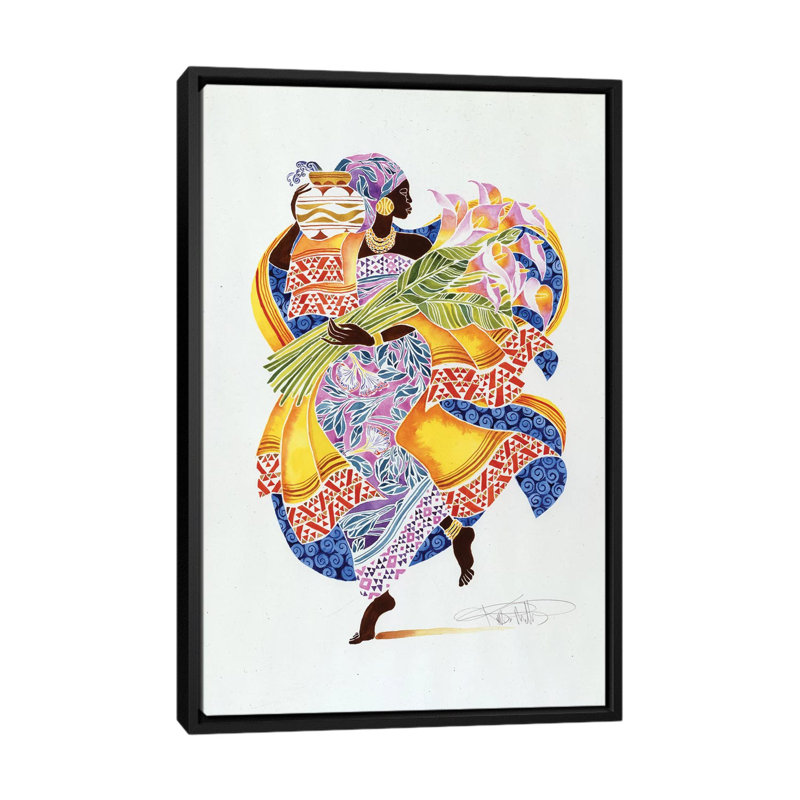 «Jaha», impression sur toile, H 26 po x l 18 po x P 1,5 po, Toile avec cadre noir, Pas de tapis