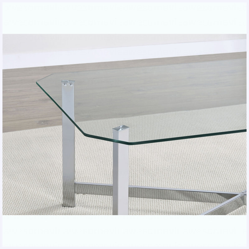 Ensemble de tables basses 2 pièces Modern Chrome, 18.25" H x 48" W x 26" D