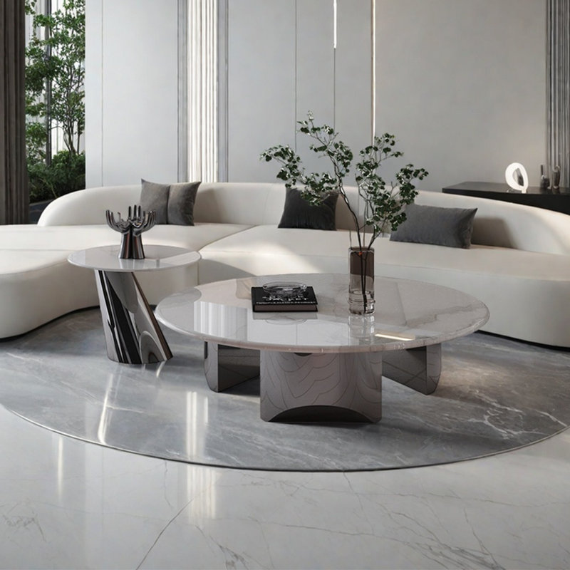 Round super crystal stone coffee table