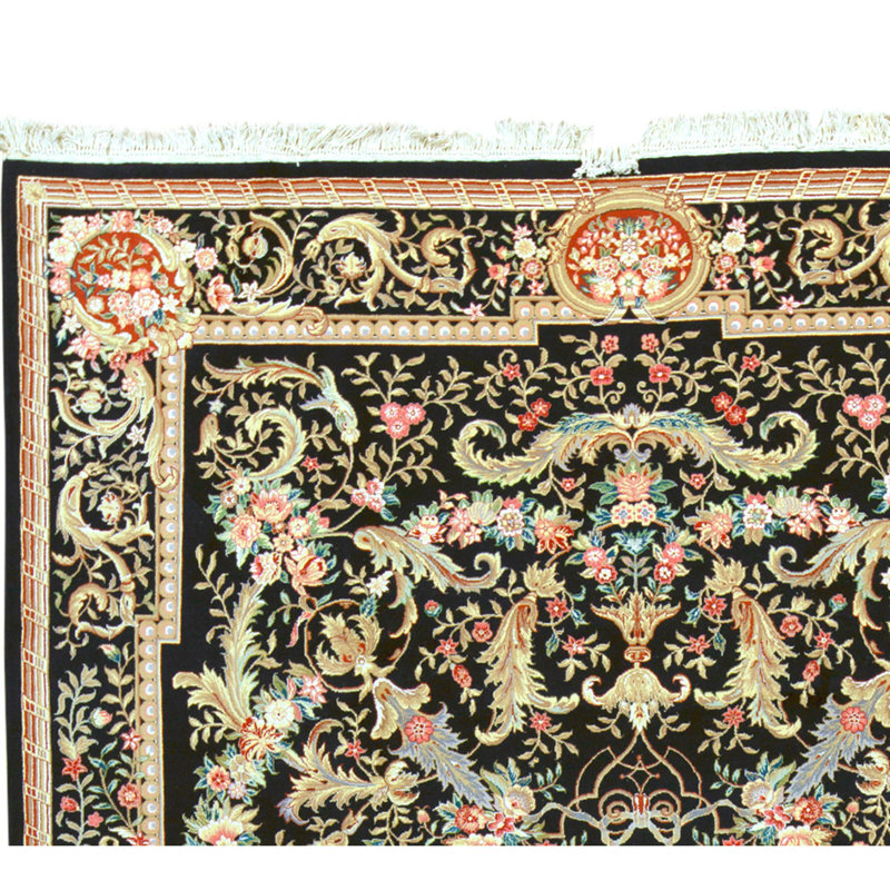 Hand Knotted Oriental Area Rug in Black