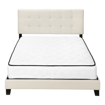 Transitional Upholstered Bed With Linen Look And Wood Legs, Ideal For Bedroom Decor And Comfortable Sleep Experience
