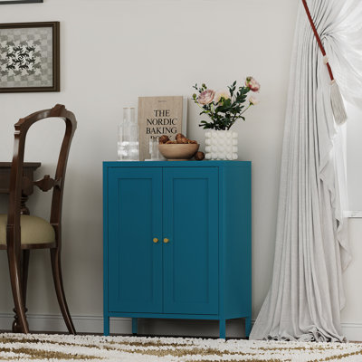  Armoire de rangement en métal pour salle de bain avec 2 tablettes réglables et 2 portes, bleu