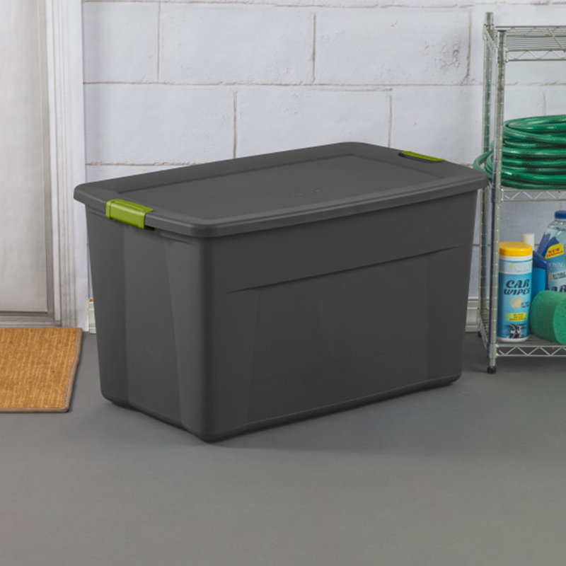 Sterilite 35 Gallon Storage Tote Box with Latching Container Lid, Grey, 140, 12