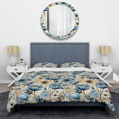 Ensemble de housse de couette Blue Meadow Flowers Pattern I