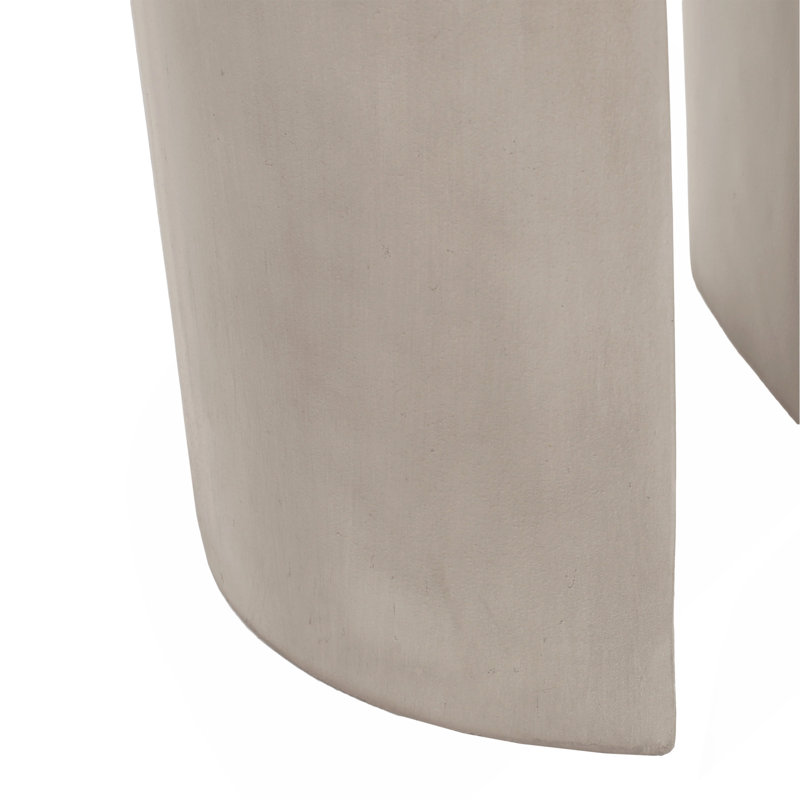 Outdoor Mgo Round With U Shape Side Table, Light Grey