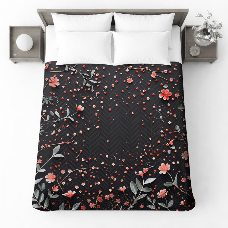 Couvre-lit matelassé à motif floral toutes tailles, Double