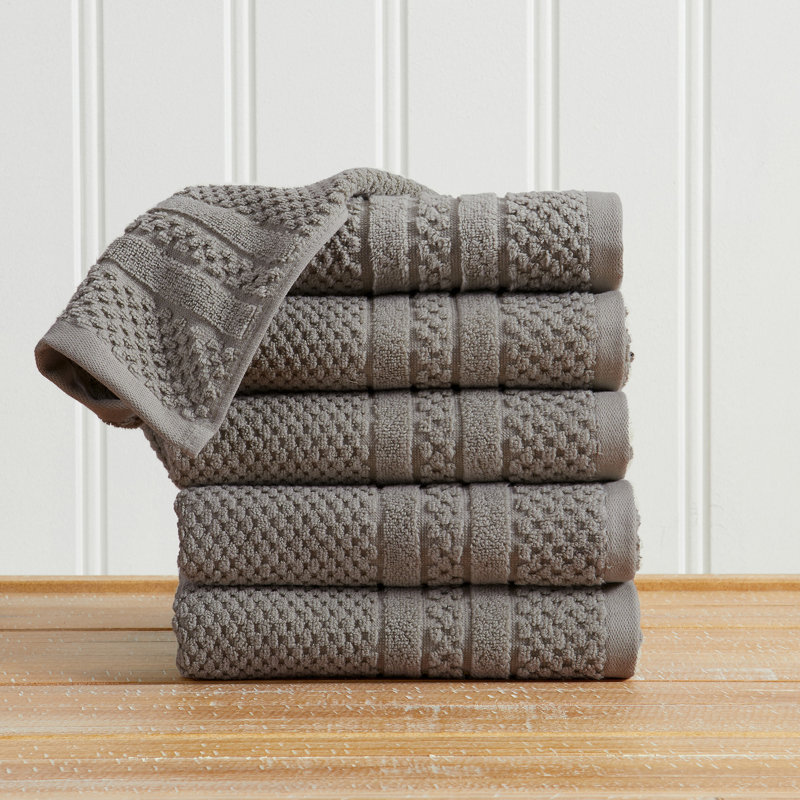 Ensemble de serviettes 100% coton à carreaux, Gris foncé, Essuie-mains (paquet de 6)