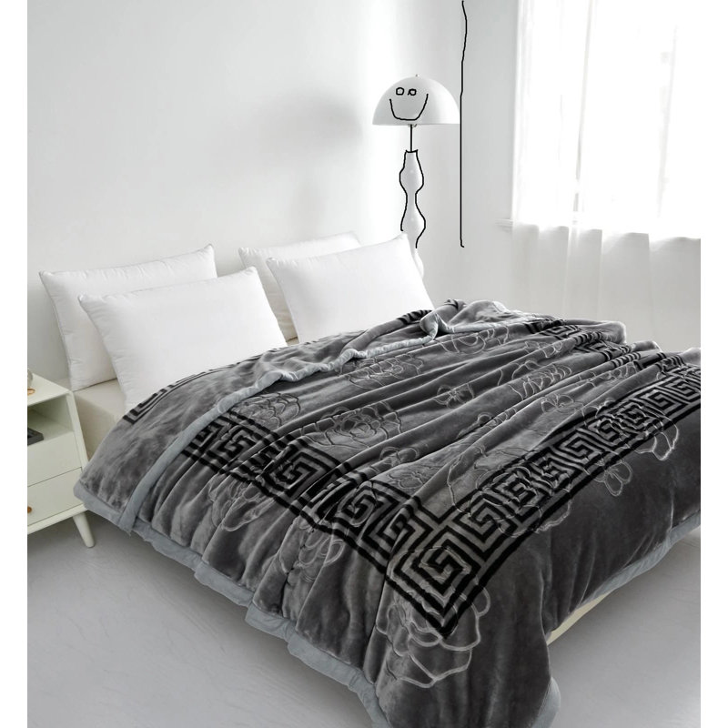 Flatweave Throw Blanket, Grey Geometric