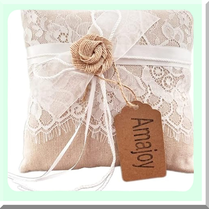 Rustic Burlap and Lace Wedding Ring Pillow