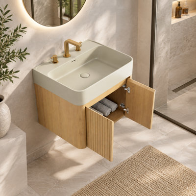 Meuble-lavabo suspendu de 61 cm (24 pouces) avec lavabo intégré et armoire de rangement