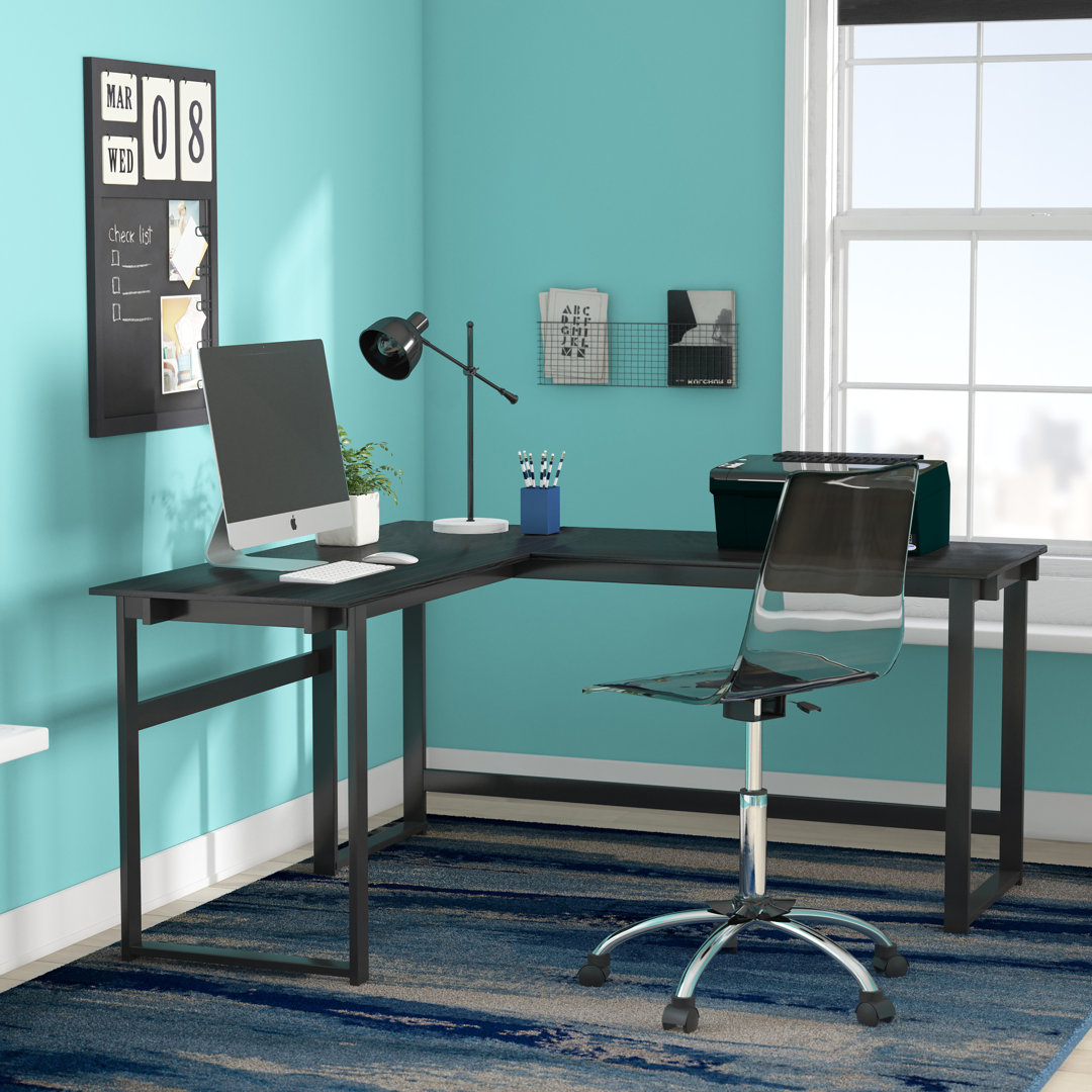 Ferrill L-Shaped Metal Base Writing Desk Ebern Designs