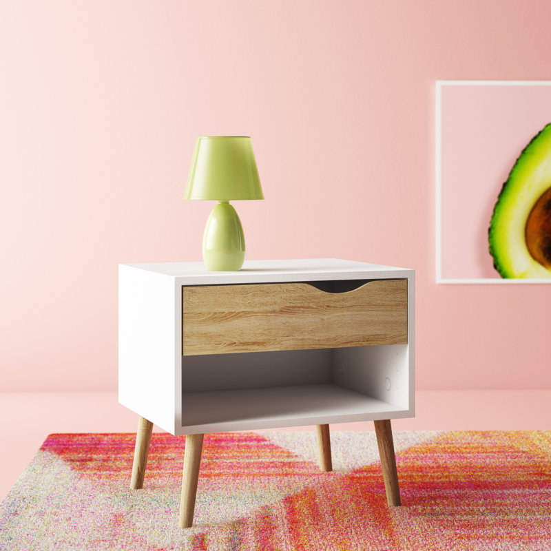 Justus 19.76'' W Nightstand, White/Oak