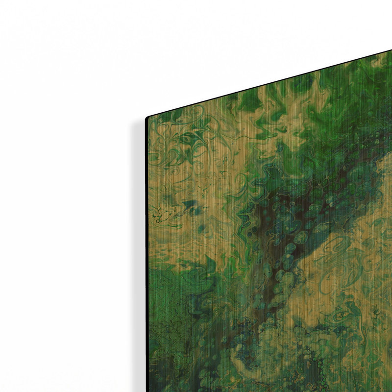 «Blue Lagoon Abstract 1» par Jean Plout, art mural en métal doré, 12 po x 12 po, 12"x12"