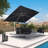 Rossanna White Pole 9' x 11' Rectangular Economical Large Cantilever Umbrella with White Base-850778813