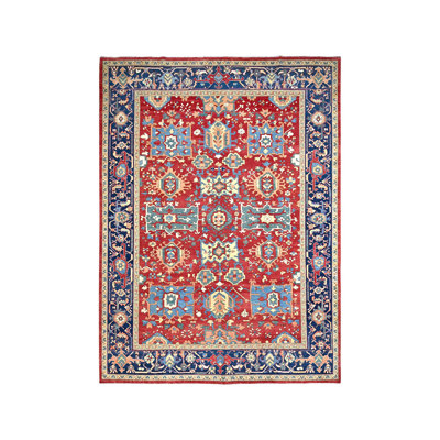 Tapis oriental rouge en laine noué à la main 9 pi 10 po x 13 pi 1 po Seeripe Heris Cedb6eb790044866823c9947cf1da629