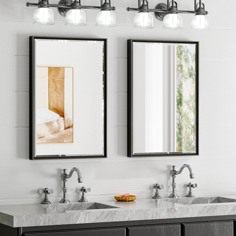 Miroir de salle de bain mural Lohoski, Noir, 24" x 16"