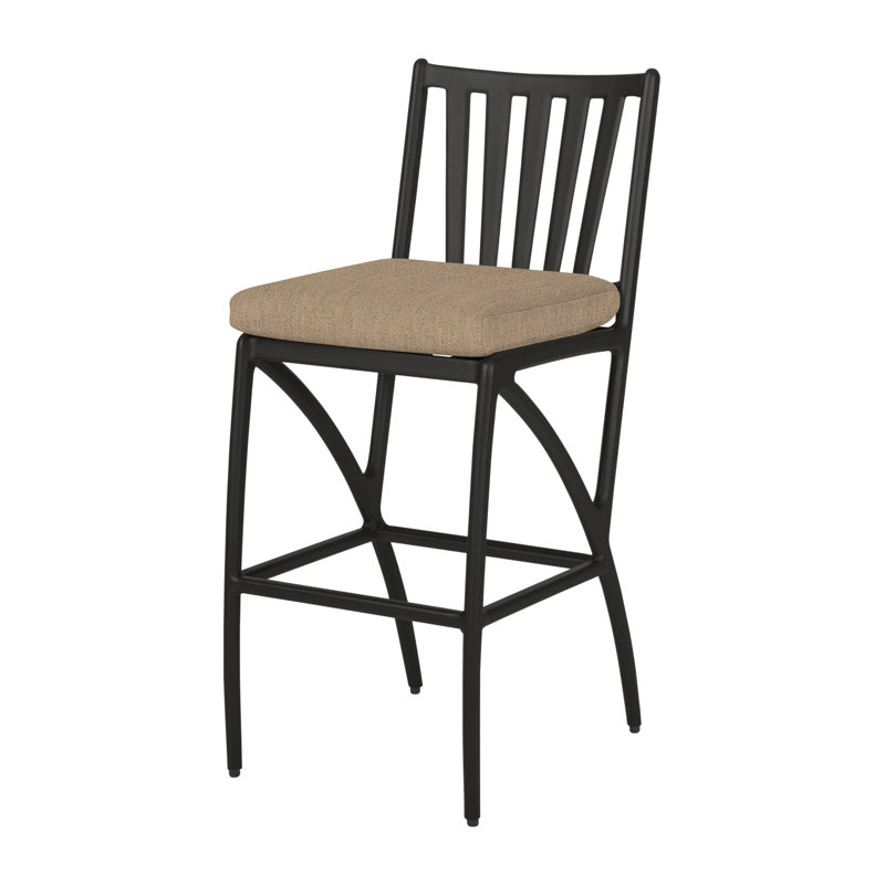 Amari Outdoor Bar Stool, Canvas Heather Beige Sunbrella® Canvas, Carbon