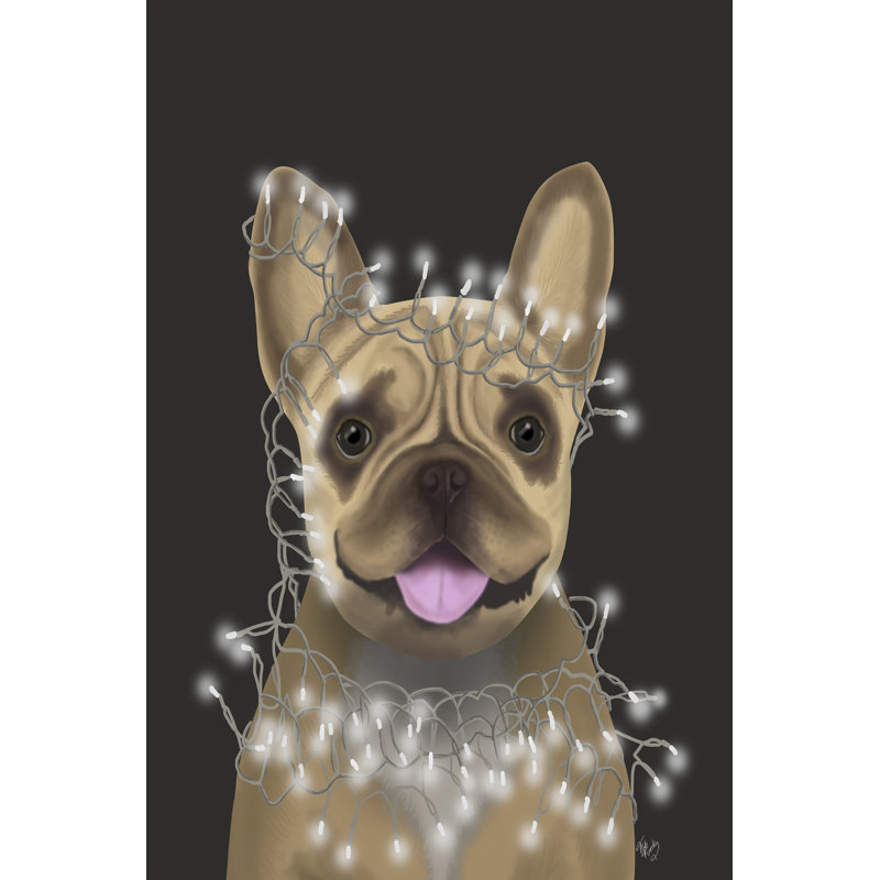 French Bulldog, Christmas Lights 2 by Fab Funky - Wrapped Canvas Painting, 122cm H x 81cm W