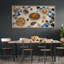 Élégante décoration de table repas repas au-dessus de la célébration gastronomique murale - grande impression sur toile encadrée de la chambre principale-131062617-131062615