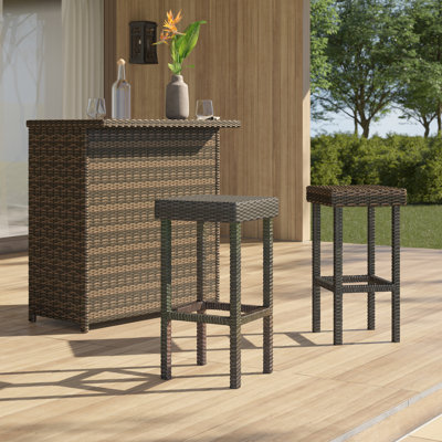 2 - Person Wicker Patio Dining Set with Rectangular Table