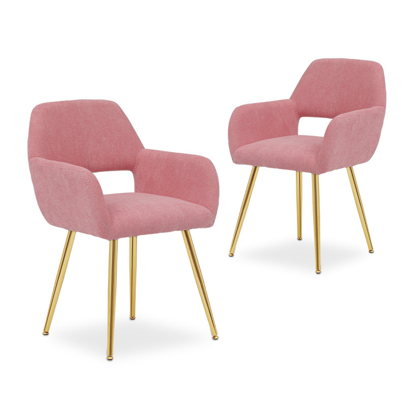 Khiryn Upholstered Dining Chairs with Metal Legs, Modern Fabric Accent Chair for Living Dining Room, Beige