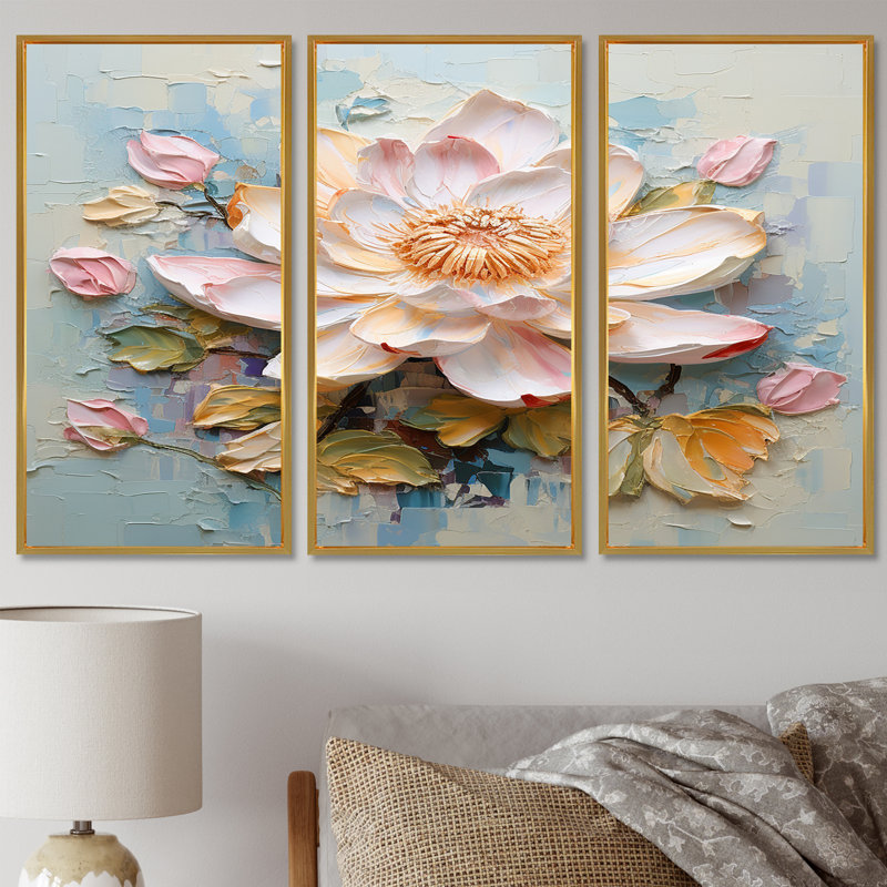 Ensemble de salon Verveine - Lotus, Cadre flottant doré, H 32 po x l 48 po x P 1 po