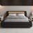 Charlesten Vegan Leather Platform LED Lights Bed with Wooden Slats and Adjustable Headboard, RGB Lighting & Music Sync, No Box Spring Needed-852362832-852362829