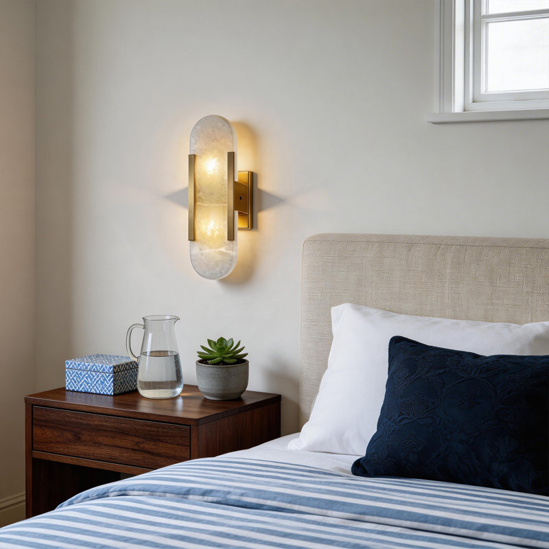 14'' 2 - Light Alabaster Armed Wall Sconces Lighting  