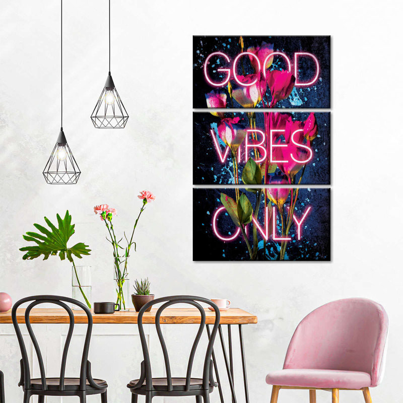 Ensemble de 3 pièces Good Vibes Only On Canvas, H 32 po x l 20 po
