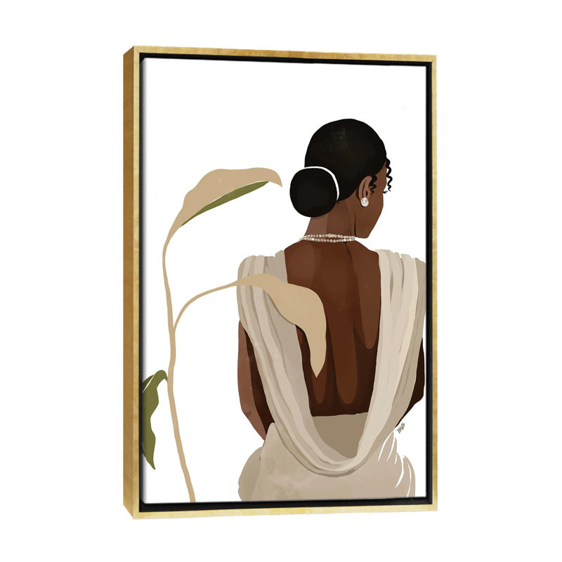 «Nora» par Bria Nicole - impression d'art graphique, H 26 po x l 18 po x 1,5 po, Toile encadrée d'or, Pas de tapis
