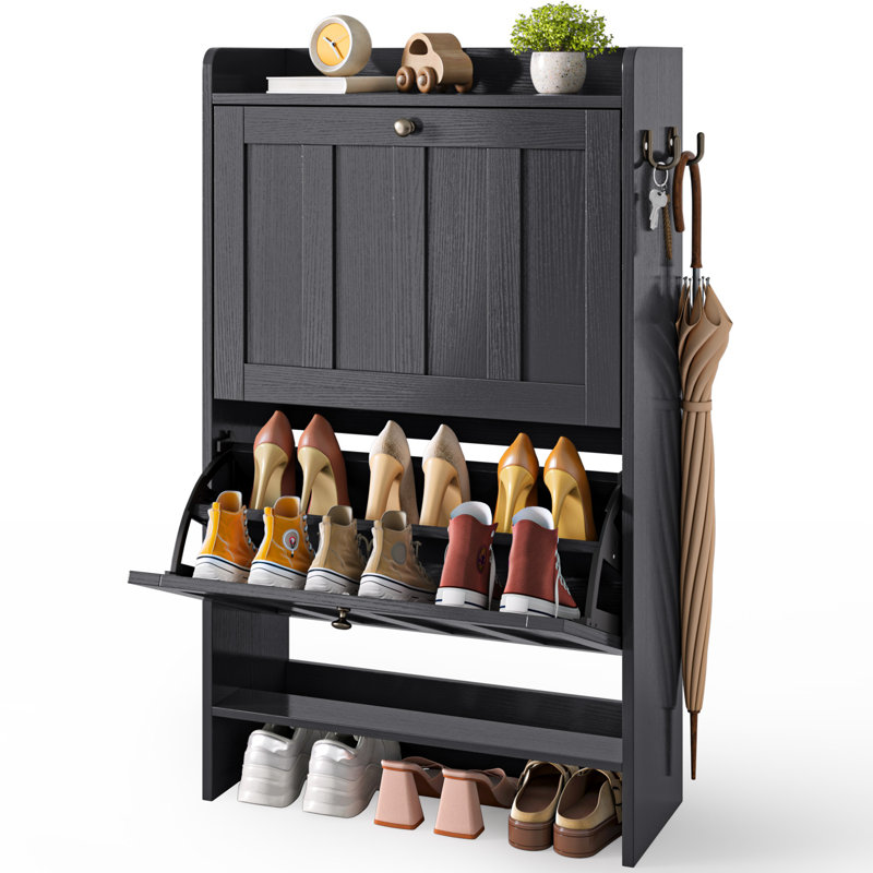 Shoe Storage Cabinet With 2 Flip Drawers: Large Capacity Storage, Suitable For Home Entryways And Public Shoe Changing Areas.