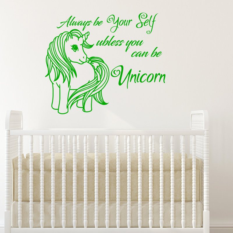 Décalcomanie murale chambre de bébé licorne, Vert tilleul