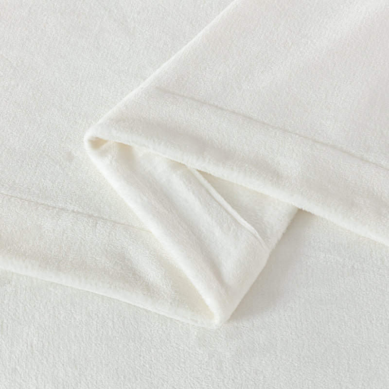 Soft Fleece Sheet Set, Twin Sheet Set with 1 Pillowcase, Dove White