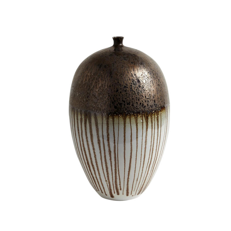 Récipient à rayures en bronze réactif, H 22 po x l 14,5 po x P 14,5 po