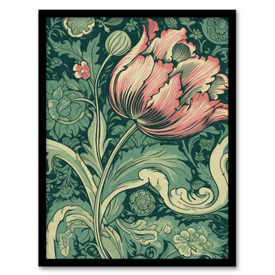 Aldrik Single Tulip Flower Nouveau Pastel Colour - Single Picture Frame Print