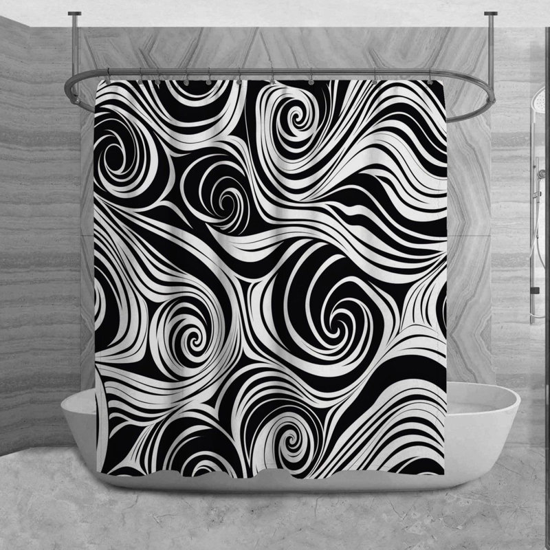 Rideau de douche graphique abstrait graphique, H 93 po x l 70 po