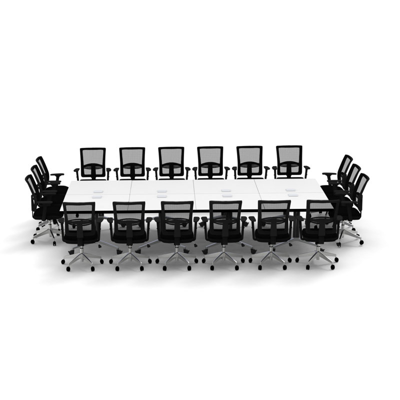 Rectangle 18 Person Flip Top 72'' L Modular Training Table and Chair Set with Casters and Modesty Panel and Cable Management