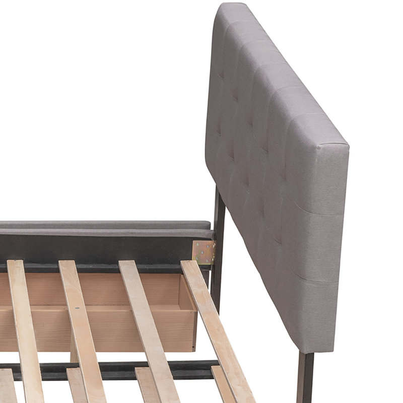 Thurstone Upholstered Platform Storage Bed, Light Gray