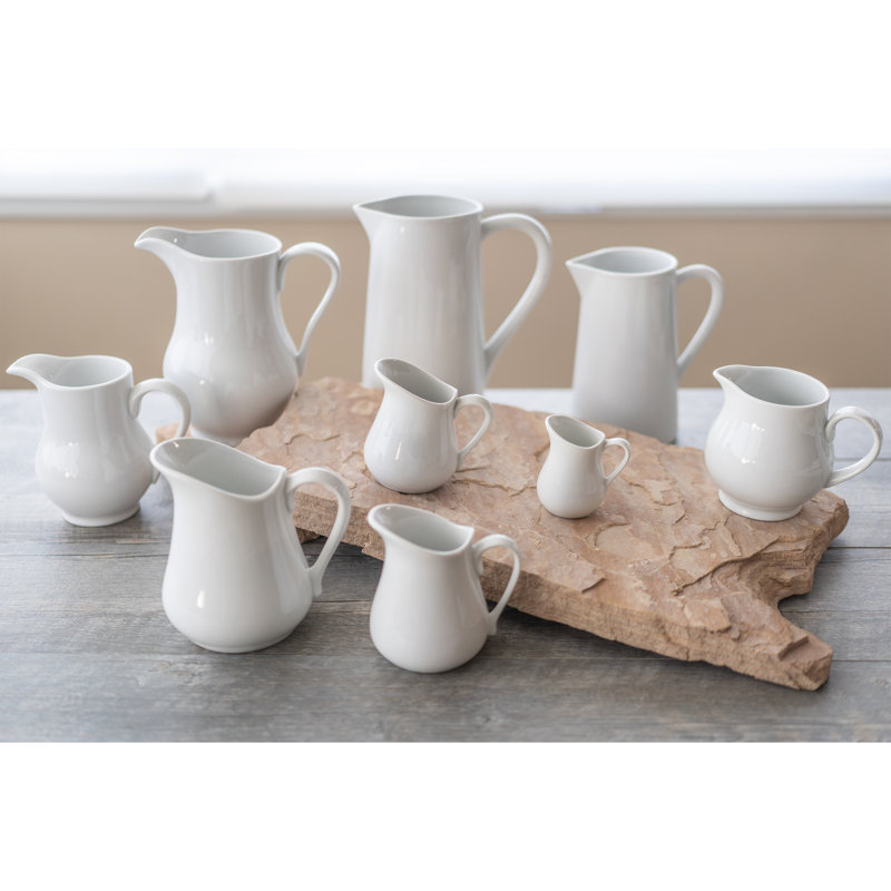 Classic White Porcelain 2-Quart Pitcher with Long Spout