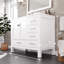 London Meuble-lavabo simple avec comptoir en quartz de Carrare et lavabo encastré en porcelaine-112460348