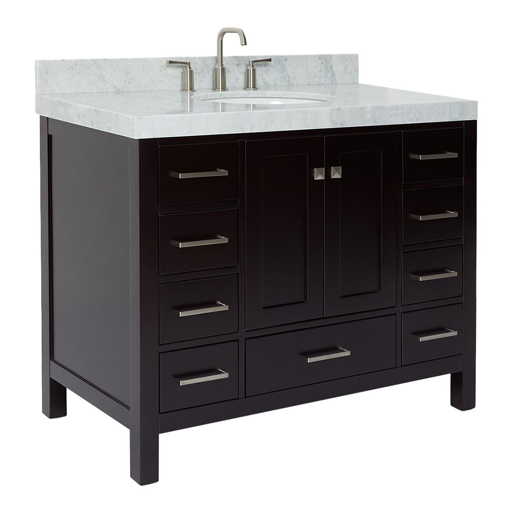 Cambridge Single Bathroom Vanity with Carrara Marble Top Ariel Bath Base