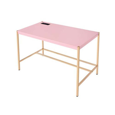 Bureau d'écriture Midriaks avec USB, finition rose et or