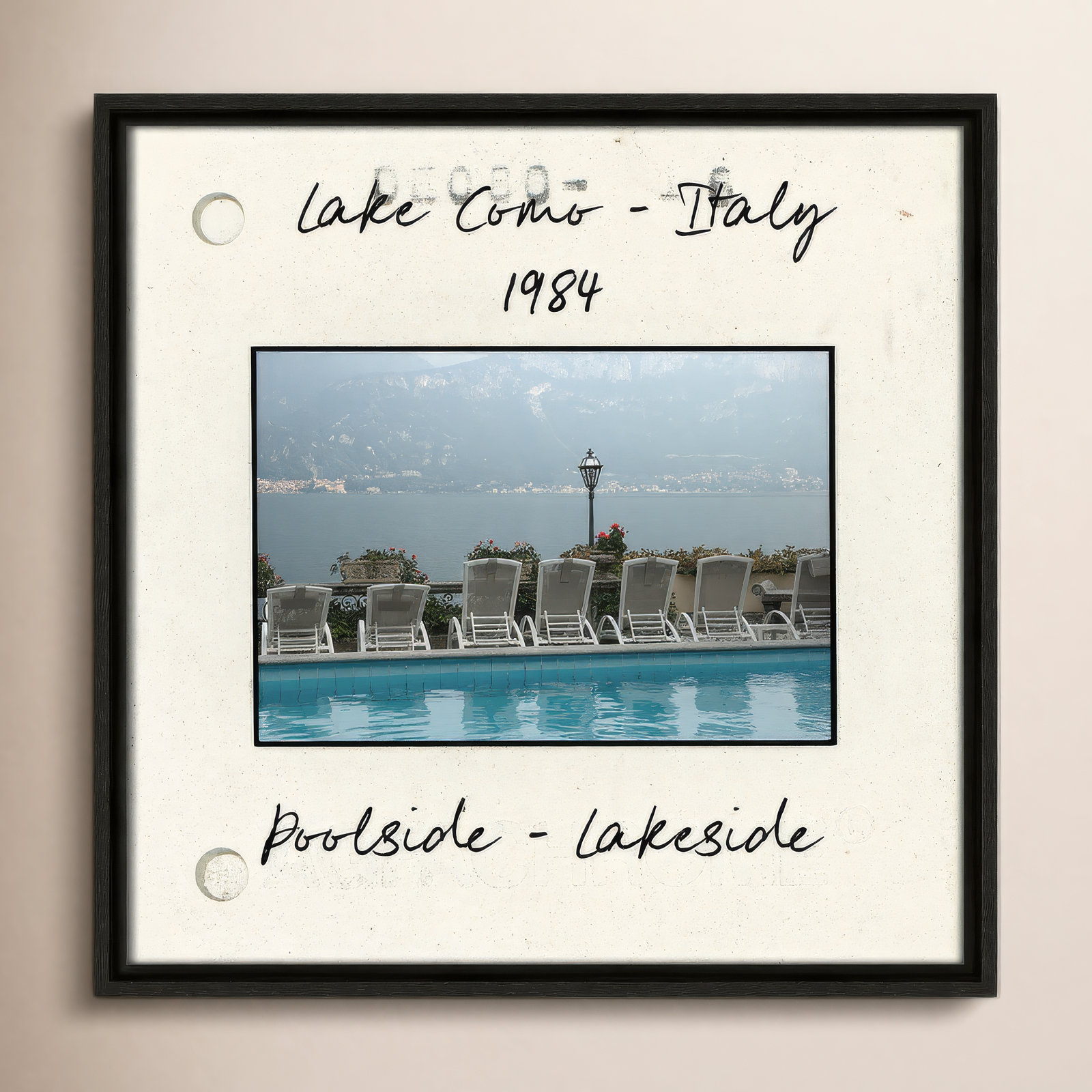 Travel Slide Collection "Lake Como, Italy" Print, Espresso Floater Framed Canvas, 17.5" H x 17.5" W x 2" D